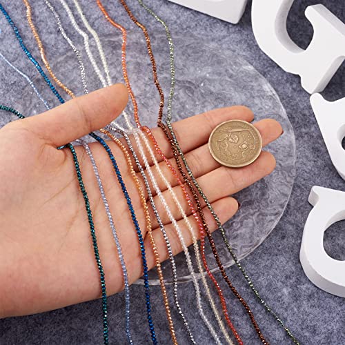 FASHEWELRY 10 Strands Briolette Crystal Glass Beads 2mm Rondelle Faceted Glass Spacer Beads Half Plated for Necklace Bracelet Jewelry Making (Dark Slate Gray) - color: Dark Slate Gray-Half Plated, size: 2mm