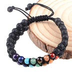 MASSIVE BEADS Double Layer Natural Chakra Healing Power Crystals Macrame Bracelet Yoga Stone Beads Gemstone Meditation Relax Anxiety Bangle for Unisex Women Men - color: 7-Chakras&Lava, size: 6mm