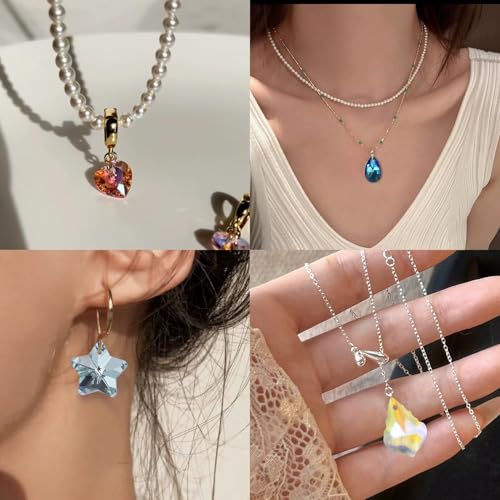 Song Xi Red Shape Random Charms For Jewelry Making Clear Crystal Charms Pendants Bracelets Necklace Earrings Bulk Keychain Arts And Crafts Diy Birthday Gifts For Women AB Color 12pcs - color: Random Shapes - Deep Purple