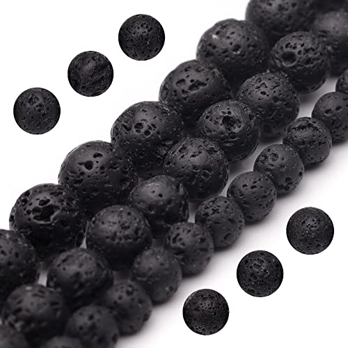 Youngbling Natural Gemstone Beads for Jewelry Making,6mm Black Lava Polished Round Smooth Stone Beads for Bracelet Necklace 15 Inch - color: Black Lava, size: 6mm