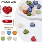 1 Box 20PCS Valentine Heart Glass Beads with Hole Bohemian Love Shaped Colorful Czech Golden Metal Enlaced Crystal Charms Loose Spacer Bead for Jewelry Making Bracelet Necklace Diy Craft - style: Heart
