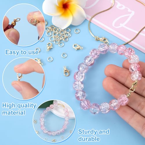 30pcs Lobster Claw Clasps & Jump Rings, 14K Gold Plated Metal Lobster Clasps, Jump Rings Jewelry Finding Kit for Necklace Bracelet Jewelry Making - color: 14K Gold-30pcs