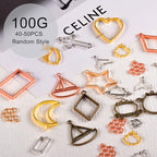 stino Metal Charms for Jewelry Making 100gram, Bulk Tibetan Silver & Gold Plated Trinkets for Earring Necklace Jewelry Making and Findings - color: Bezels Frame Silver & Bronze Glod
