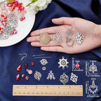 SUNNYCLUE 1 Box DIY 10 Pairs Red Beads Chandelier Dangle Earring Making Kit Flat Round Celtic Knot Flower Tree Snowflake Heart Component Links Teardrop Electroplate Glass Beads for Jewelry Beginners - color: Chandelier Bohemian Style G