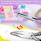 SPEEDWOX Bent Needle Nose Pliers With Serrated Jaw Mini Bent Long Nose Pliers Needle Remover Pliers Fishing Tools Precision Pliers for Jewelry Making Wire Bending and Small Object Gripping - style: Bent Needle Nose Pliers