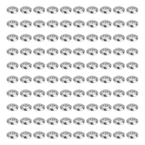 PATIKIL 100Pcs Stainless Steel Saucer Beads 1.5mm Hole Small Saucer Spacer Beads for DIY Jewelry Making Earrings Bracelets Necklaces Crafts, Silver - size: 1.5 x 3 x 1.5mm (L x W x H)