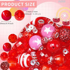 106Pcs 20mm Beads for Pens Making with Rondelle Spacer Beads Red Acrylic Focal Bubblegum Bead Crystal Round Sparkly Chunky Bead for Pens Beadable Keychain Necklace DIY Craft Jewelry Making Supplies - color: Red