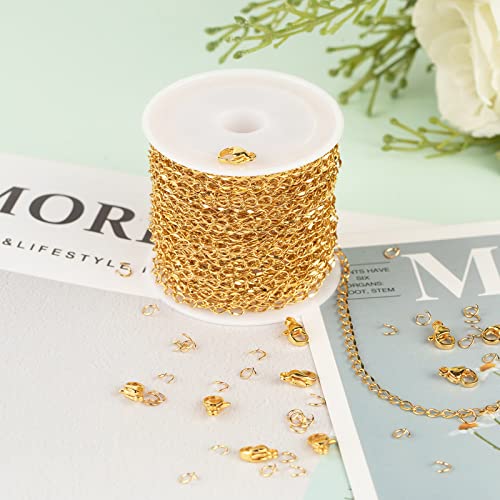 UMAOKANG 32.8 Feet Gold Chains for Jewelry Making, 316 Stainless Steel Extender Chain Links for Necklace Bracelet Making with 10pcs Lobster Clasps and 30pcs Jump Rings - color: Gold Twist
