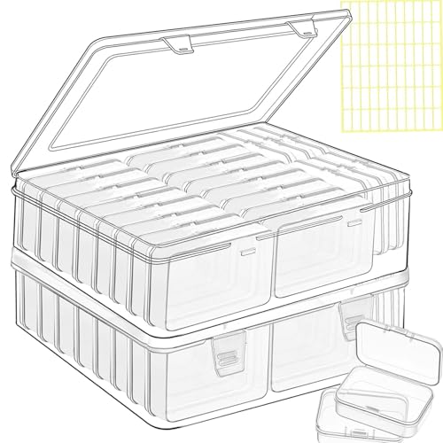 46pcs Bead storage containers, bead organizer boxes and craft storage boxes for bracelet making DIY jewelry craft nails, bracelets, jewelry, diamonds, clay beads, screws 2.9x1.97x0.8Inch - color: 2 pack 46pcs(2.9x1.97x0.8Inch)