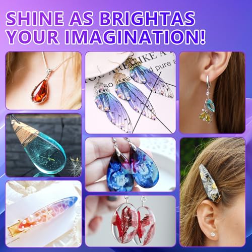 KISREL UV Resin Jewelry Making Kit - 100g Crystal Clear UV Resin and Jewelry Molds, Fast Curing for Keychains, Earring Making, DIY Craft Decorations - size: 100g