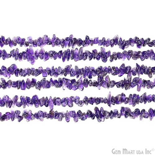GM GemMartUSA Amethyst Natural Raw Chip Beads Strands | Semi-Precious | AAA+ Quality 1 Strand 34” | DIY Bracelet Jewelry Making, Healing Crystal Craft| 4-6mm - Purple Color Gemstones (CHAA-70001) - color: Amethyst (CHAA-70001)