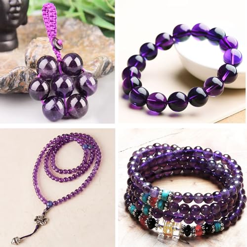 4mm 200pcs Natural Stone Round Beads Amethyst Genuine Stone Beading Loose Gemstone DIY Charm Smooth Beads for Bracelets Necklaces Earrings Hole Size 1mm (Amethyst 4mm) - color: Amethyst, size: 4mm