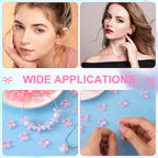 100pcs Cherry Blossom Beads, 5-Petal Acrylic Flower Beads, Mini Spacer Hair Accessories Halloween Christmas for Bracelets Earring Jewelry Making- Pink - color: Pink