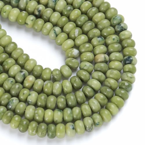 5x8mm 76pcs Natural Stone Chinese Green Jade Rondelle Spacer Loose Beads Abacus Disk Stone Round Loose Gemstone Beads for Jewelry Making DIY Bracelet Necklace - color: Chinese Green Jade, size: 5x8mm Abacus Disk