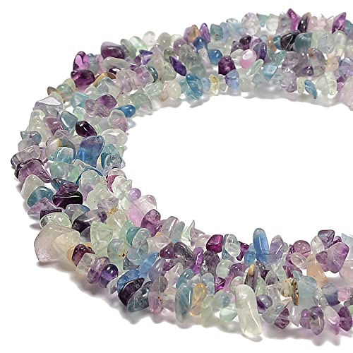 7-8mm Natural Mutilcolor Fluorite Gemstone Chips Loose Beads Semi Precious for Jewelry Making DIY Handmade Craft Supplies 1 Strand per Bag Approxi 34" - color: Mutilcolor Fluorite Chips