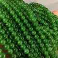 Stone 6/8/10mm Natural Nephrite Green Jade Round Gemstone Loose Beads 15'' - (Size:8mm)