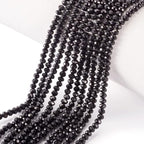 10 Strands Briolette Crystal Glass Beads 4x3mm Faceted Rondelle Opaque Glass Tiny Loose Spacer Beads 1300pcs for Bracelets Jewelry Making - color: Black, size: 4x3mm