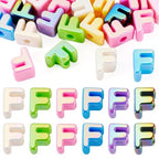 Beadthoven 20pcs Big Letter F Beads Large Hole Bubble Alphabet Acrylic Beads Charm Iridescent Plastic F Shape Loose Chunky Spacers for Jewelry Making Bracelet Necklace Keychains Shoelaces Crafts - color: F