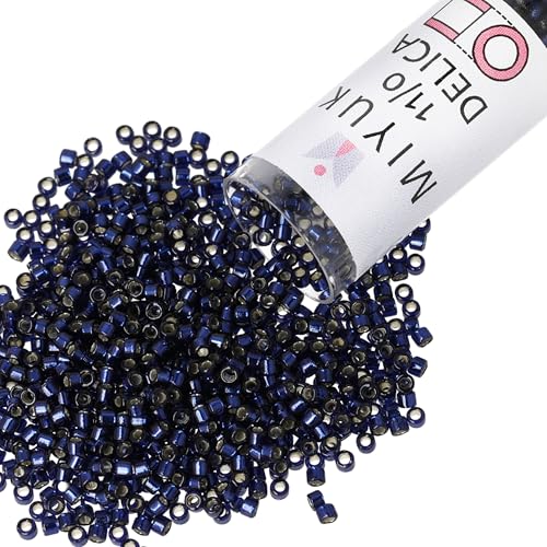 Miyuki Delica Seed Beads – Size 11/0 (1.6 mm), DB2191, Duracoat Navy Blue Silver Lined Dyed, 7.2 g, Approx. 1440 Beads, Made in Japan - color: DB2191 - Duracoat Navy Blue Silver Lined Dyed