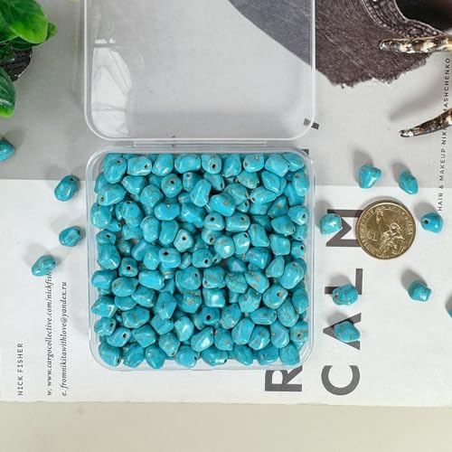 Turquoise Irregular Beads for Bracelet Making - 200pcs 10mm Natural Semi-Precious Gemstone Loose Spacer Beads for Jewelry, Beading, Earrings & DIY Handmade Crafts - color: Turquoise Irregular 10mm