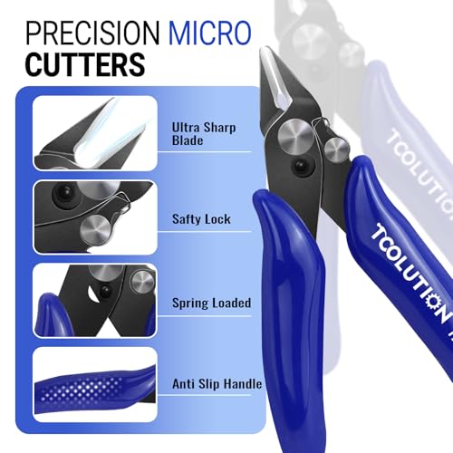 10 Pack Wire Cutter for Jewelry Making - 3.5" Small Flush Cut Pliers with Safty Lock- Electrical Wire Snips for Craft Zip Tie - size: 10 Pack