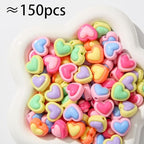 150pcs Acrylic Beads Colorful Heart Beads Rainbow Heart Beads for Jewelry Making Handmade DIY Bracelet, Charms Keychain Craft Supplies (Rainbow Heart) - color: rainbow heart