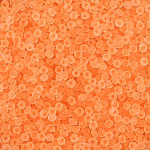 4mm Frosted Glass Seed Beads Bulk, 1000pcs Small Round Glass Bead Matte Loose Spacer Beads for Beading, Friendship Bracelet, Pendants, Key Chains, Necklaces, Hairpins, Orange Yellow - color: Orange Yellow