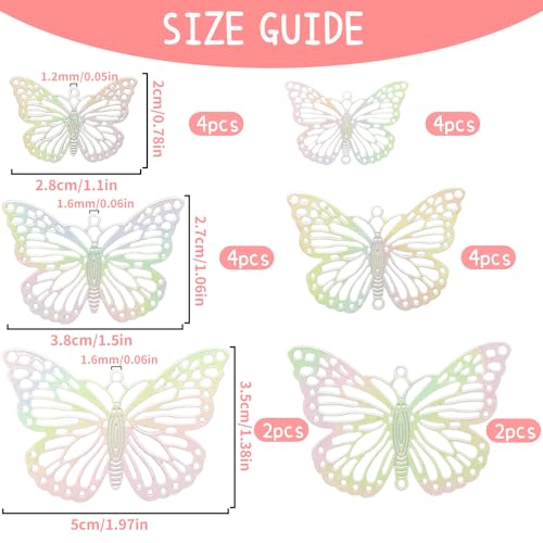 Dazzling Colorful Filigree Charms Hollow Out Multicolor Geometric Filigree Pendants for DIY Jewelry Making Earrings Necklaces Components - color: Butterfly