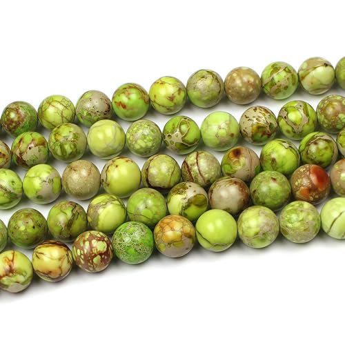 MJDCB 4mm Fruit Green Imperial Jasper Gemstone Beads Round Loose Stone Bead for Jewelry Making Bracelets Necklaces - color: Fruit Green Imperial Jasper, size: 4mm