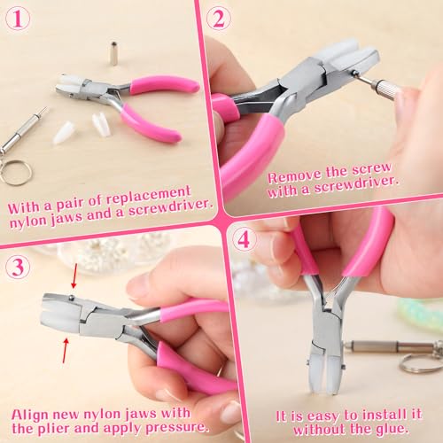 SPEEDWOX 3.5-Inch Double Nylon Flat Jaw Pliers for Jewelry Making Flat Nylon Jaw Pliers Small Plier Soft Jaws Plier Ring Bending Tool Jewelry Making Plyer Smooth Jaws Plyers - style: Flat Nylon Jaw Pliers