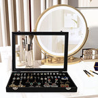 Wudygirl 32 Pairs Jewelry Organizer Velvet Jewelry Tray Clear Lid Earring HolderOrganizer Jewelry Box Earrings Holder Display Case Stackable（Earring Storage） - style: Earrings Tray