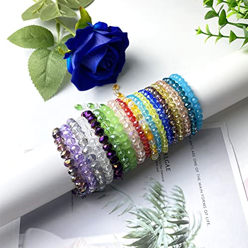 Jmassyang Briolette Rondelle Faceted AB Crystal Glass Beads for Jewelry Making Bracelets Necklaces Earrings (Green Mixed, 4mm) - color: Green Mixed, size: 4mm