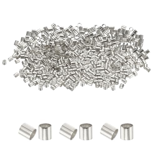 uxcell 500 Pcs Tube Crimp Beads, 1.5x1.5mm Copper Crimp Beads End Stopper Beads Tiny Loose Spacer Beads for Earrings Necklaces Bracelets Pendant DIY Crafts, Silver - color: Silver, size: 1.1 mm