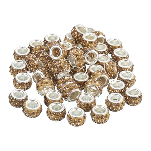 uxcell 50Pcs European Large Hole Beads, Rhinestone Craft Bead Crystal Charm Spacer Beads for Pens Bracelet Making Necklace DIY Craft, Crystal Yellow - color: Crystal Yellow
