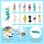 24Pcs Nuggets Gemstone Chip Connector Charms Irregular Energy Healing Crystal Beaded Pendants with Double Loops Stone Dangle Link Charms for DIY Earring Necklace Bracelet Jewelry Making - color: Mixed Color-A