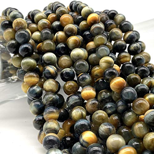 ABCGEMS 2-Tone Namibian Blue Tigers Eye Beads (Gorgeous Silky Lusture- Beautiful Matrix) Jewelry Making Craft Smooth Round 8mm