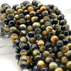ABCGEMS 2-Tone Namibian Blue Tigers Eye Beads (Gorgeous Silky Lusture- Beautiful Matrix) Jewelry Making Craft Smooth Round 8mm