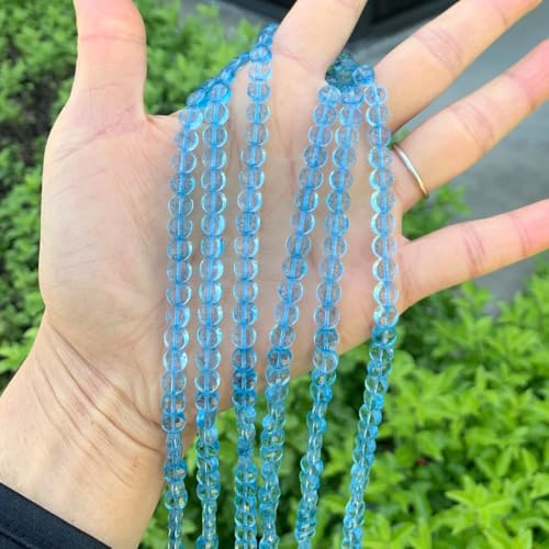 Adabele 15 Inch Natural Blue Crystal (Imitation Topaz) Gemstone Beads 6mm Faceted Flat Round Coin Gem Stone Spacer (65-69pcs) for Jewelry Making GZ13-13 - color: Blue Crystal (Blue Topaz Imitation), size: 15 Inch/1 Strand