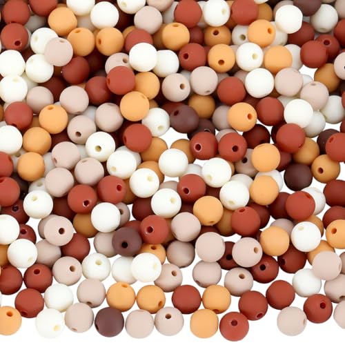 1 Box 500Pcs Frosted Acrylic Beads 8mm Matte Plastic Beads Bulk Mix Colors Coconut Brown Pastel Matte Balls Round Loose Bead for Bracelet Necklace Jewelry Making Kit Keychain Supplies - color: Coconut Brown