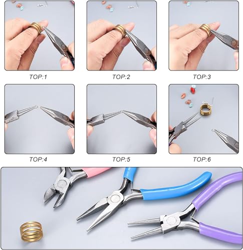 3 Pcs Jewelry Pliers Set - Needle Nose, Round Nose and Wire Cutters for Jewelry Making, Repair and Crafts，Wire Wrapping Beading Crafts Pliers - style: 3pcs-Mixed Color