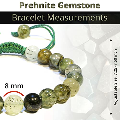 ANAYA AGATE Energy Protection Crystal Handmade Adjustable Bead Bracelet Perfect for Men, Women’s Christmas Gift - Gemstone Healing Stretch Bracelet Pulsera Para Hombre Mujer Stocking Stuffer - color: Prehnite