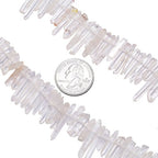 SUNYIK Natural Rock Quartz Crystal Points Quartz Polished Sticks Spikes Point Beads 15 inches Strand Drilled - color: Natural Rock Quartz(Polished), size: 0.4"-1.3"