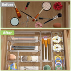 12 Piece Clear Drawer Organizer Set, 3 Sizes Bathroom Vanity Organizer Trays and Storage Bins for Makeup, Cosmetics, Jewelry, and Gadgets. Perfect for Office, Kitchen, Bedroom, Bathroom Use. - size: 12pcs-3size