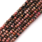 Faceted 4x6mm Natural Rhodonite Stone Rondelle Spacer Gemstone Beads Loose Semi Gemstone Beads for Jewelry Making - color: Rhodonite