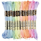 12 Skeins 105 Yards Embroidery Floss Cross Stitch Threads 6 Ply Variegated Macaroon Friendship Bracelet String Floss Threads Bulk for Jewelry Making Bracelet Knitting Stitching Craft Supply - color: Pastel Color