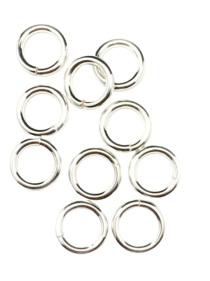 10pcs 925 Sterling Silver Open Jump Rings, 16 Gauge 8.0mm OD/5.5mm ID Made in USA by CRAFT WIRE - size: 8.0mm OD/5.5mm ID