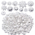 BronaGrand 100 Gram(About 180-350pcs) Bead Caps Metal Spacers Jewelry Findings Accessories for Bracelet Necklace Jewelry Making,Silver - color: Silver