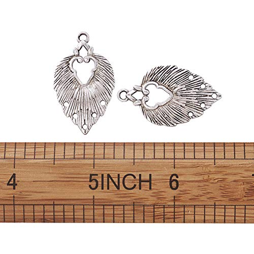 Mega Pet 10pcs Tibetan Silver Leaf Chandelier Component Links Charm Pendant Connectors with 5 Holes for Multi Layers Dangle Earring Bracelet Necklace Jewelry Making - color: Antique Silver, Leaf