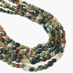 6-8mm Natural Indian Agate Nuggets Oval Free Tumbled Pebble Semi Precious Gemstone Loose Stone Beads Approx 15.5 inch for DIY Jewelry Making - color: Indian Agate