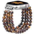 Newlibery Natural Stone Bracelet Beaded-Bands Women Compatible with Apple Watch 38mm 40mm 41mm 42mm (S10/11) Feminine Cute Handmade Stretch Strap for iWatch Series 11/10/9/8/7/6/5/4/3/2/1 SE 3/2/1 - color: A6 Tiger's Eye, size: 38/40/41/42mm(S10/11)